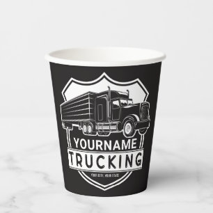 Personalisiert NAME Trucking Big Rig Semi Trucker Pappbecher