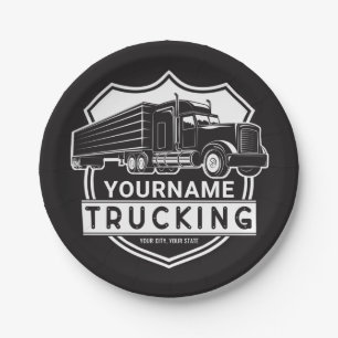 Personalisiert NAME Trucking Big Rig Semi Trucker Pappteller