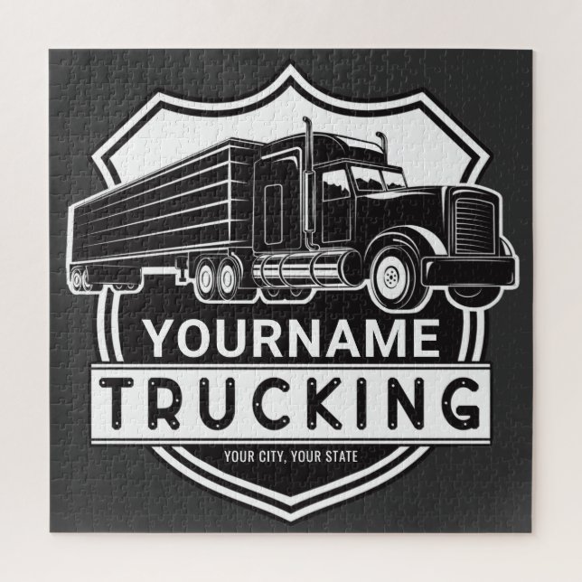 Personalisiert NAME Trucking Big Rig Semi Trucker Puzzle (Vertikal)