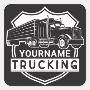 Personalisiert NAME Trucking Big Rig Semi Trucker Quadratischer Aufkleber