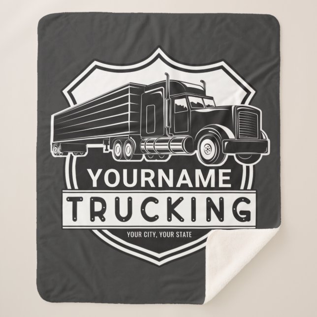 Personalisiert NAME Trucking Big Rig Semi Trucker Sherpadecke (Vorderseite)
