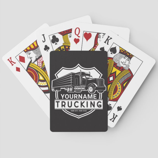 Personalisiert NAME Trucking Big Rig Semi Trucker Spielkarten (Rückseite)