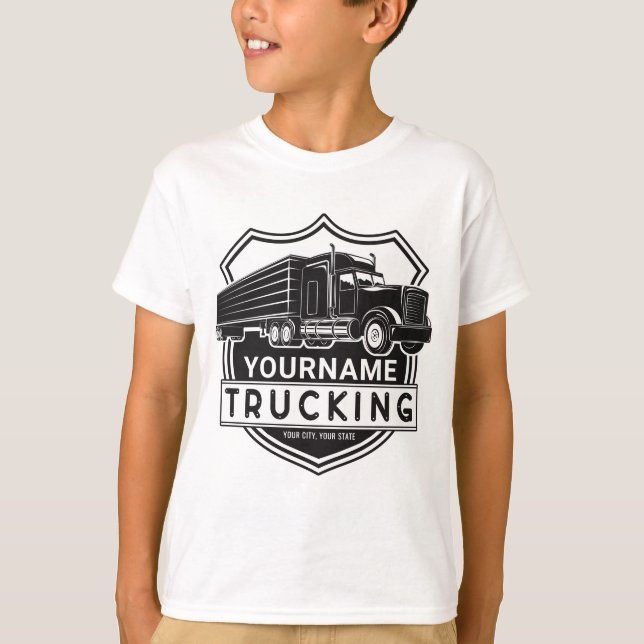 Personalisiert NAME Trucking Big Rig Semi Trucker T-Shirt (Vorderseite)