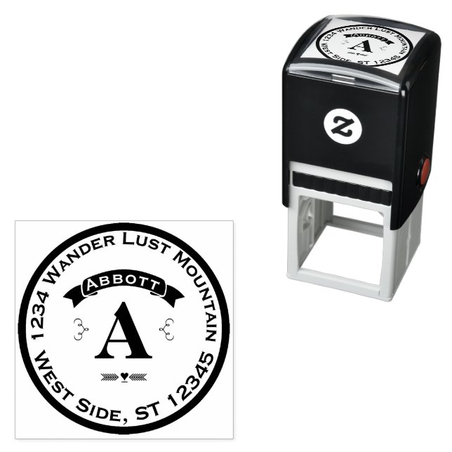 Personalisiert Name und Anschrift Monogramm Permastempel (Beispiel)