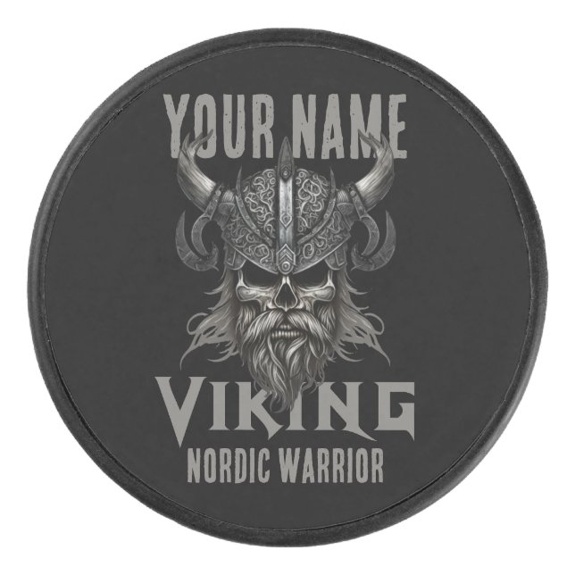 Personalisiert NAME Viking Warrior Heritage Eishockey Puck (Vorderseite)