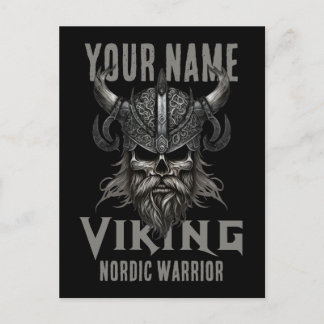 Personalisiert NAME Viking Warrior Heritage Feiertagspostkarte