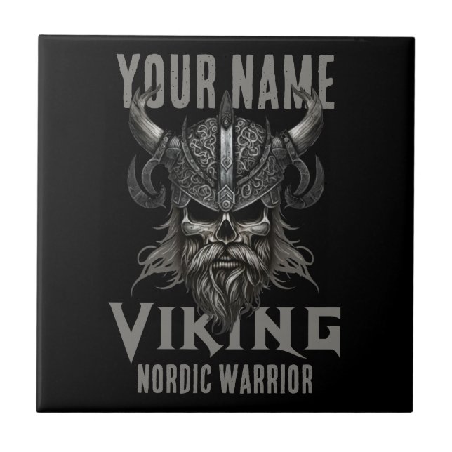 Personalisiert NAME Viking Warrior Heritage Fliese (Vorderseite)