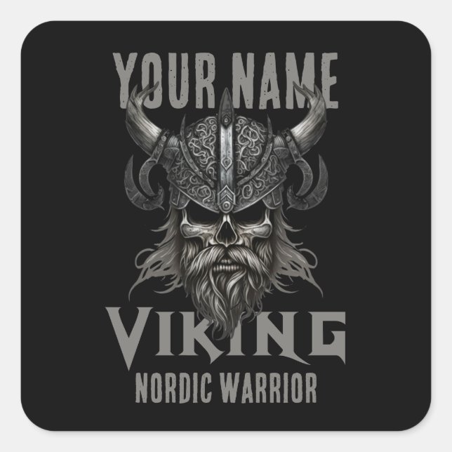 Personalisiert NAME Viking Warrior Heritage Quadratischer Aufkleber (Vorderseite)