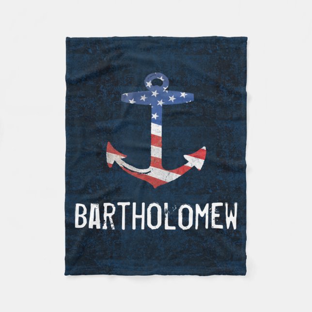 Personalisiert Name Vintag Patriotic USA Anchor Fleecedecke (Vorderseite)