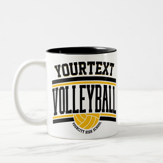 Personalisiert NAME Volleyball-Mannschaft Zweifarbige Tasse (Links)