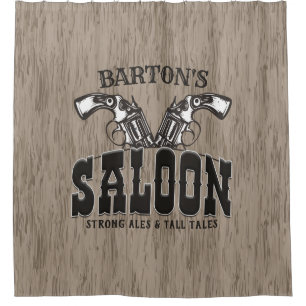 Personalisiert NAME Wild West Gun Revolver Saloon Duschvorhang