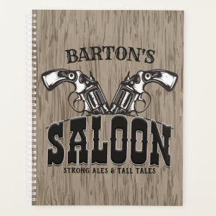Personalisiert NAME Wild West Gun Revolver Saloon Planer