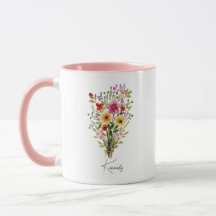 Personalisiert Name Wildblume Blumenrosa
