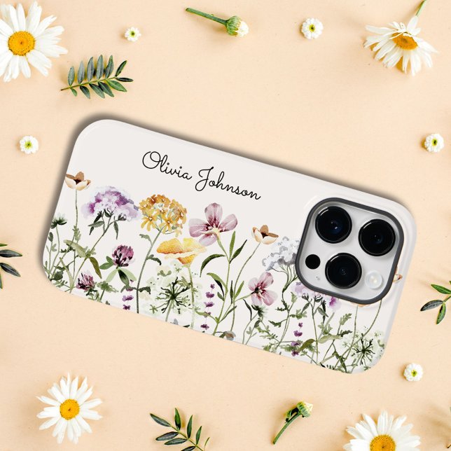Personalisiert Name Wildblume Garten Case-Mate iPhone Hülle (In situ)