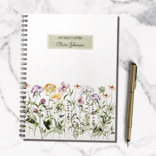 Personalisiert Name Wildblume Garten Notizblock