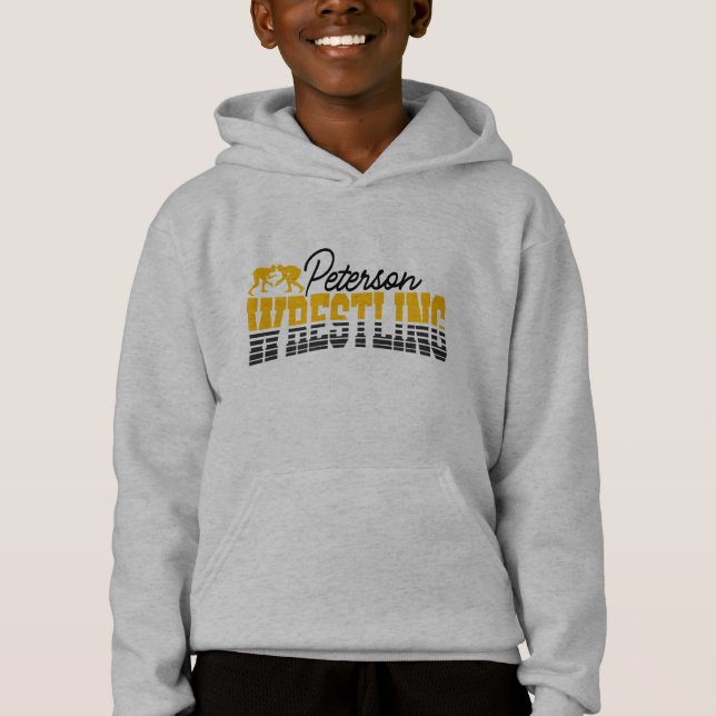 Personalisiert NAME Wrestling School Team Wrestler Hoodie (Vorderseite)