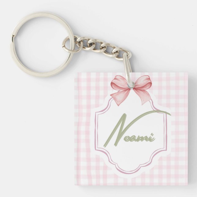 Personalisiert Naomi Baby Girl Kinderzimmer Bow&Gi Schlüsselanhänger (Vorderseite)