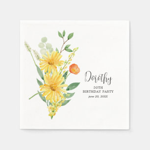 Personalisiert Napkins 50. Geburtstag Gelbe Blüte Serviette
