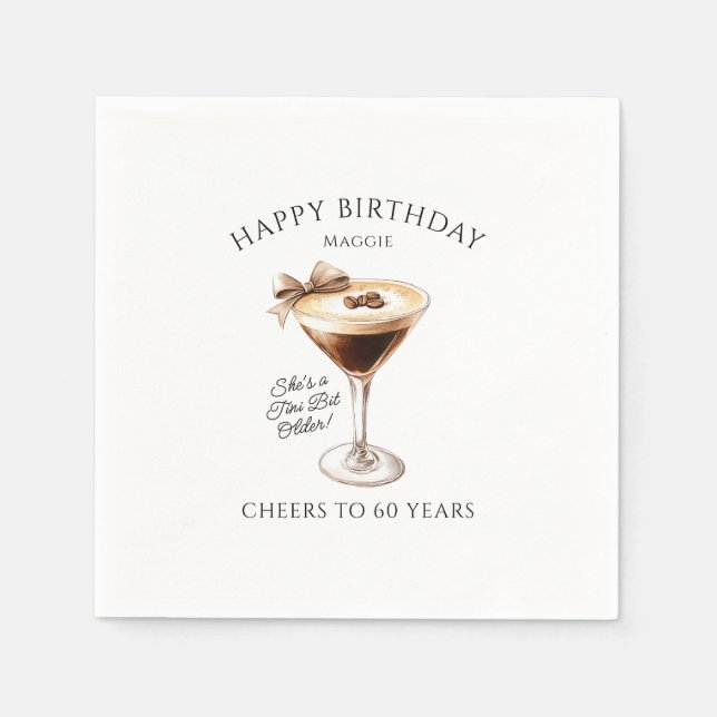 Personalisiert Napkins 60. Geburtstag Martini Serviette (Vorderseite)