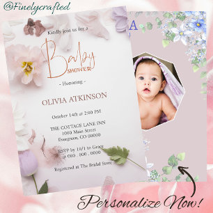 Personalisiert Nature Floral Foto Babydusche Einladung