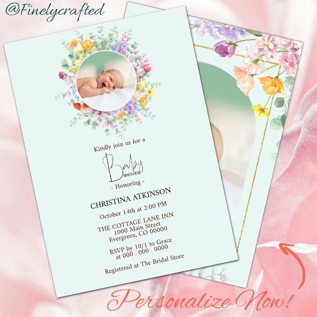 Personalisiert Nature Wildblume Foto Kinderdusche Einladung (Von Creator hochgeladen)