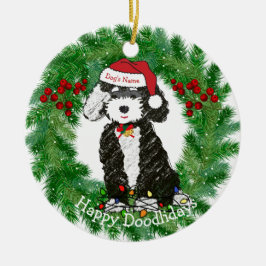 Personalisiert Naughty Bernedoodle Keramik Ornament