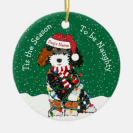 Personalisiert Naughty Bernedoodle Keramik Ornament