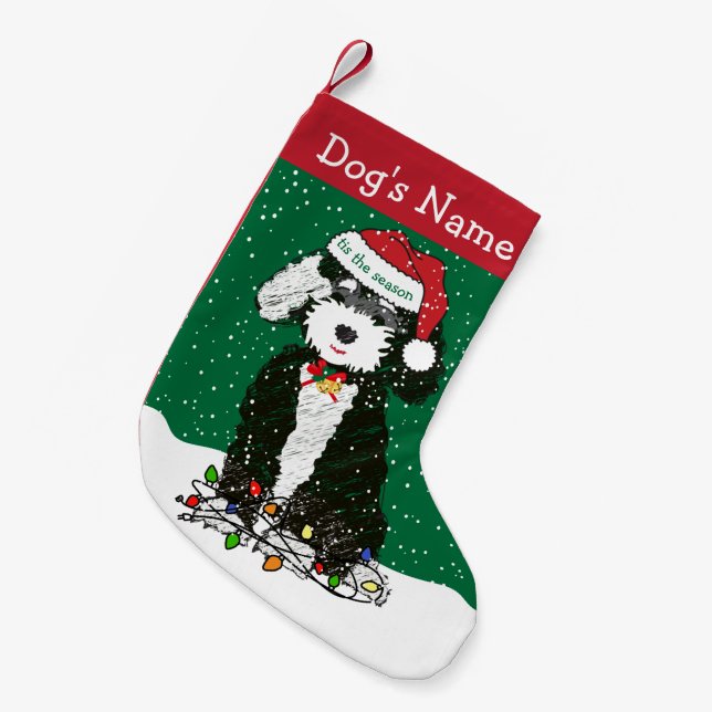 Personalisiert Naughty Bernedoodle Kleiner Weihnachtsstrumpf (Vorderansicht (hängend))