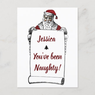 Personalisiert Naughty/Nice Funny Christmas Postca Feiertagspostkarte