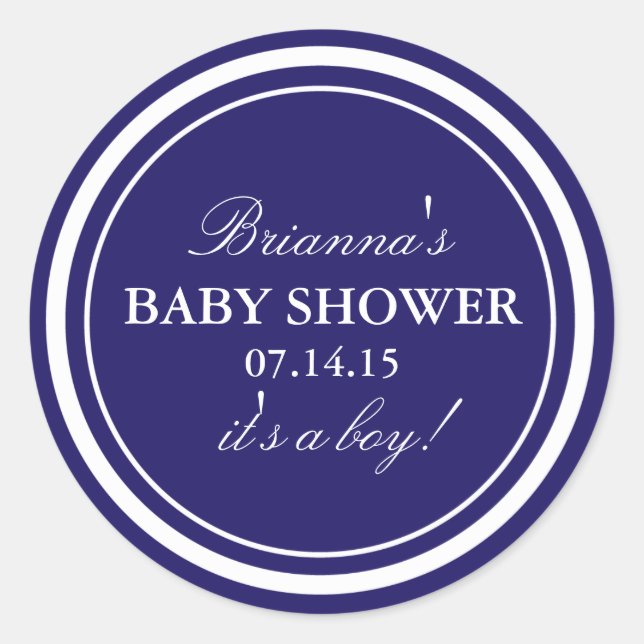 Personalisiert | Navy Baby Shower Stickers (Vorderseite)
