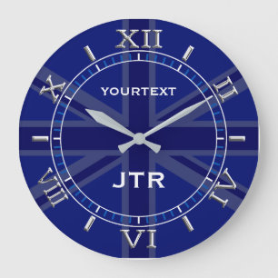Personalisiert Navy Blu Union Jack British Flag Di Große Wanduhr
