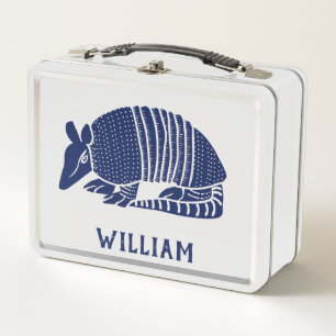 Personalisiert Navy Blue Armadillo Metall Brotdose