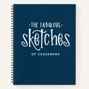 Personalisiert Navy Blue Artist Sketchbook mit Nam Notizbuch