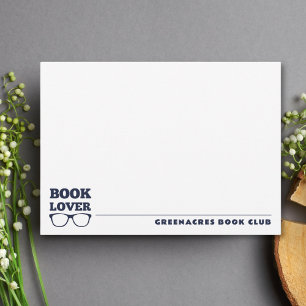Personalisiert Navy Blue Book Lover Flat Note Card Mitteilungskarte