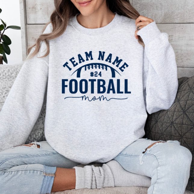 Personalisiert Navy Blue Football Team Mama Sweatshirt (Von Creator hochgeladen)