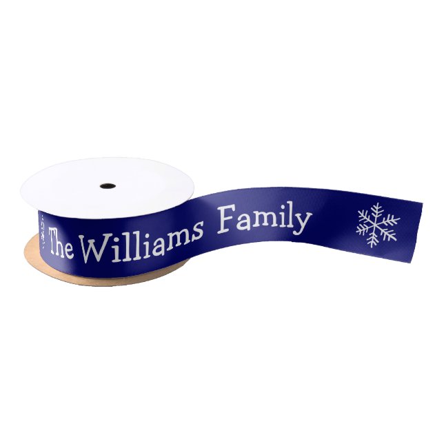 Personalisiert Navy Blue Frohe Weihnachten Satinband (Spule)