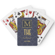 Personalisiert Navy Blue Gold Bicycle Playing Card