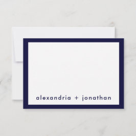 Personalisiert Navy Blue Minimal Wedding Vielen Da Mitteilungskarte