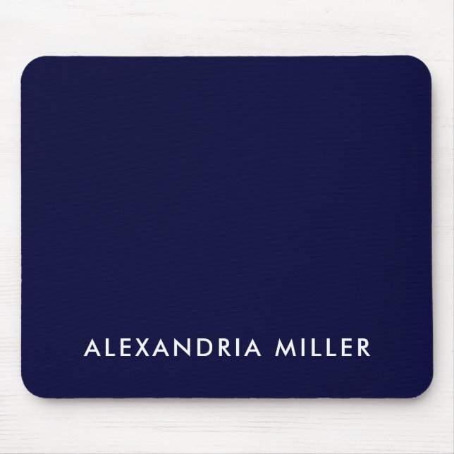Personalisiert Navy Blue Minimalistisch Monogram Mousepad (Vorne)