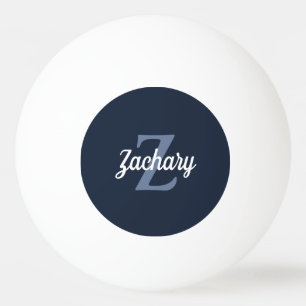Personalisiert Navy Blue Retro Monogramm Tischtennisball