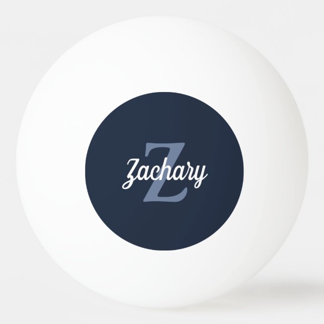 Personalisiert Navy Blue Retro Monogramm Tischtennisball (Vorderseite)
