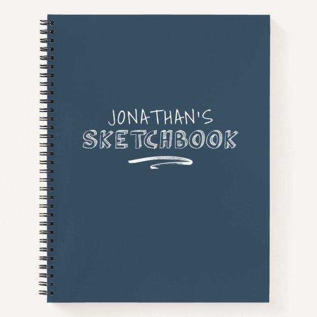 Personalisiert Navy Blue Sketchbook Notizbuch (Vorderseite)