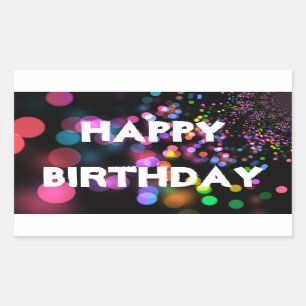 Personalisiert Neon Colorful Bokeh Happy Birthday Rechteckiger Aufkleber