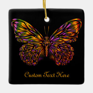 Personalisiert Neon Rainbow Butterfly Keramikornament