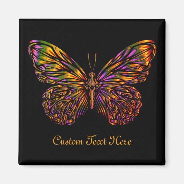 Personalisiert Neon Rainbow Butterfly Magnet (Vorne)