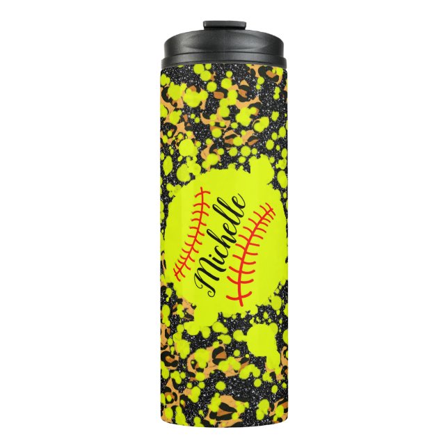 Personalisiert Neon Softball Thermal Tumbler Thermosbecher (Vorderseite)