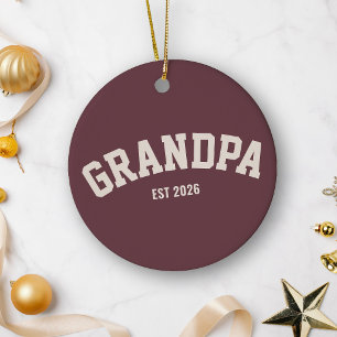Personalisiert Neuer Opa Est. Datum Vatertag Rot Keramik Ornament