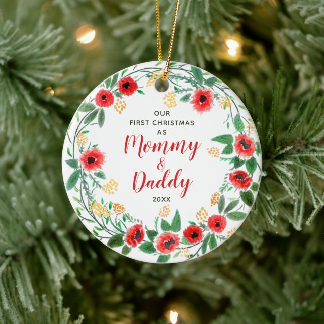 Personalisiert New Mommy & Daddy Keramik Ornament (Baum)