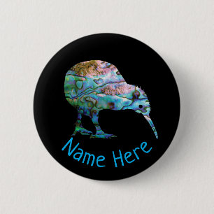 PERSONALISIERT NEW ZEALAND KIWI PAUA BUTTON