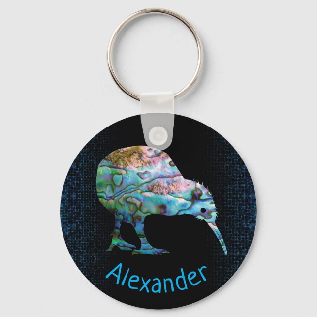 PERSONALISIERT NEW ZEALAND KIWI PAUA KEY RING SCHLÜSSELANHÄNGER (Vorderseite)